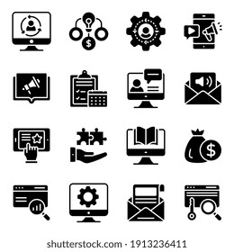 Paquete de iconos sólidos de finanzas y administración 