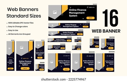 Plantilla de diseño de banners para el sistema de gestión financiera para publicaciones en medios sociales