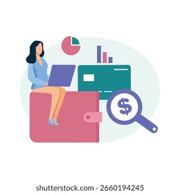 Ilustración vectorial de gestión financiera que puede modificarse o editarse fácilmente
