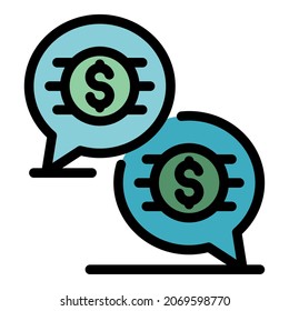 Icono de chat del administrador de finanzas. Esquema administrador de finanzas chat vectorial icono de color aislado