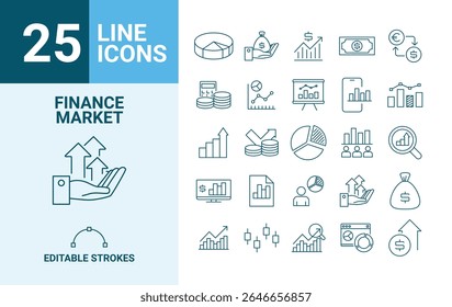 Finance Market – 25 Line Icons Set