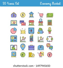 Finance Market Flat Icons set