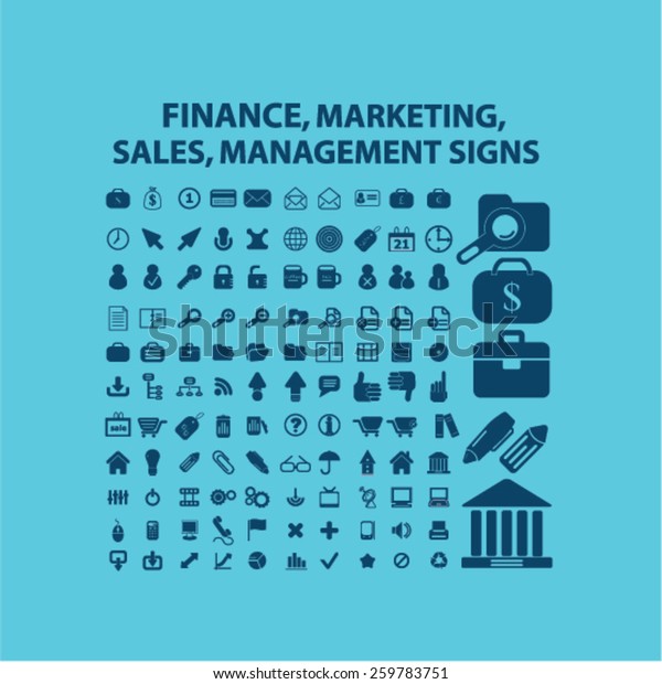 finance, marketing, sales, management\
icons, signs, illustrations concept design set,\
vector