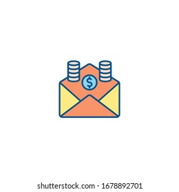 Vector de icono de esquema rellenado de mensajes financieros