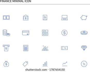 Finance minimal blue icons. Simple icon set. Vector set finance line icons