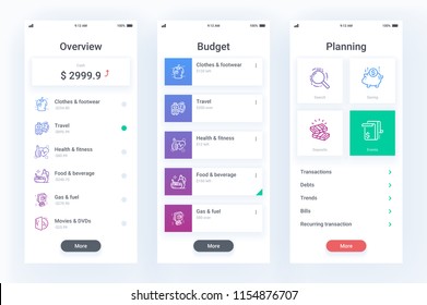 Finance Mobile App With Line Icons