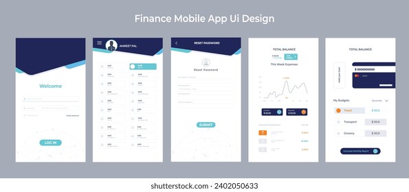 Kit de diseño Ui de aplicaciones móviles de Finanzas