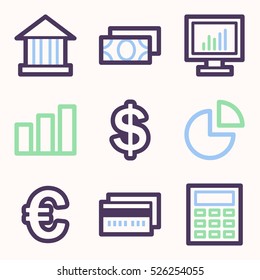 Icono móvil de finanzas, signo web de vector de negocio. Los símbolos gráficos del dinero.