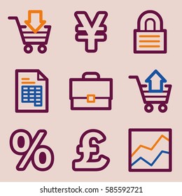 Icono móvil de finanzas, signo web de vector de negocio. Los símbolos gráficos del dinero.