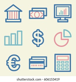 Finden Sie mobile Ikone, Business Vektor Web-Zeichen. Geld-Infografik-Symbole.