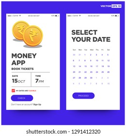 Finance Money App Interface Design with Gold Rupee Coin