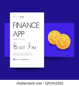 Finance Money App Interface Design with Gold Rupee Coin