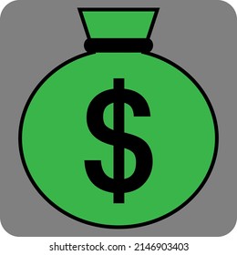 Bolsa de dinero, ilustración, vector sobre fondo blanco.