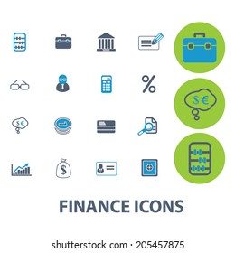 finance, money, bank icons set, vector