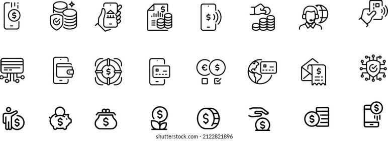Finance Money Business Outline Icons vector design 