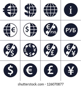 Finance, Money, Currency Exchange, World Economy, Financial Analysis Icons.