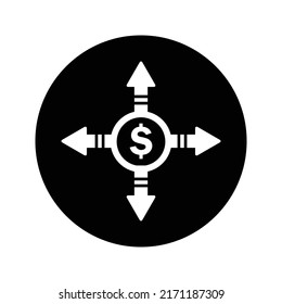 Finanzas, dinero, icono de decisión. Diseño vectorial redondeado.
