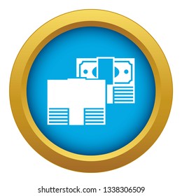 Finance money icon blue vector isolated on white background for any design