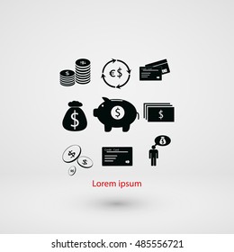 Finance and money icon, flat design best vector icon