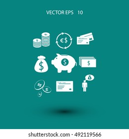 Finance and money icon, flat design best vector icon
