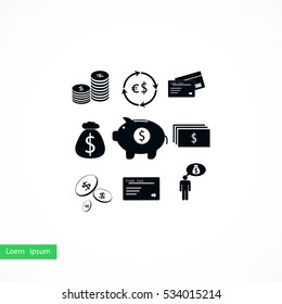 Finance and money icon, flat design best vector icon