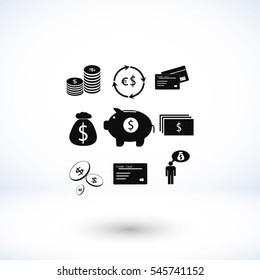 Finance and money icon, flat design best vector icon