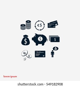Finance and money icon, flat design best vector icon