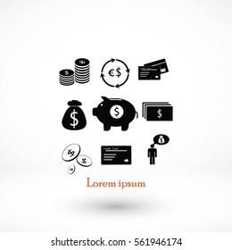 Finance and money icon, flat design best vector icon