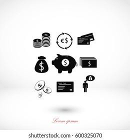 Finance and money icon, flat design best vector icon