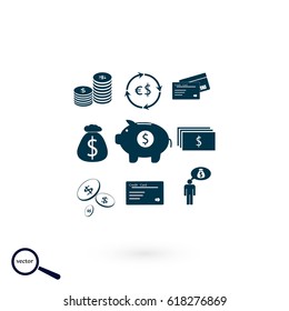 Finance and money icon, flat design best vector icon