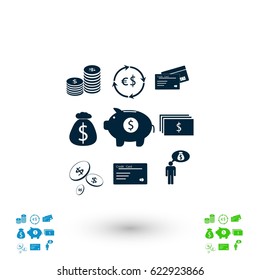 Finance and money icon, flat design best vector icon
