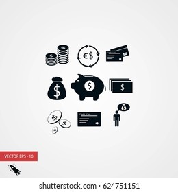 Finance and money icon, flat design best vector icon