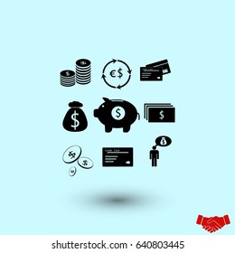 Finance and money icon, flat design best vector icon