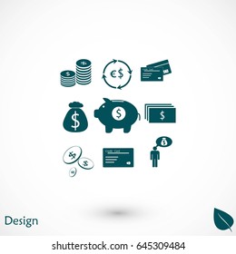 Finance and money icon, flat design best vector icon