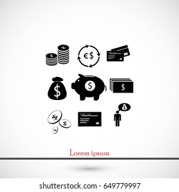 Finance and money icon, flat design best vector icon
