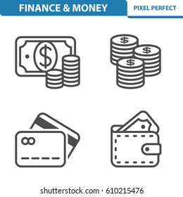 Finance & Money Icons. Professional, pixel perfect icons optimized for both large and small resolutions. EPS 8 format. 5x size for preview.
