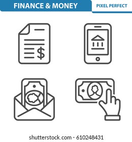 Finance & Money Icons. Professional, pixel perfect icons optimized for both large and small resolutions. EPS 8 format. 5x size for preview.