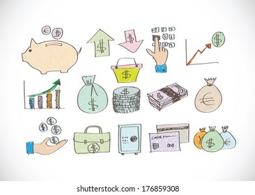 Finance and money idea icon set  Illustration 