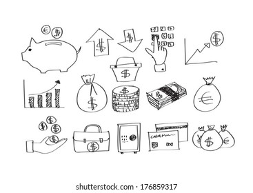 Finance and money idea icon set  Illustration 