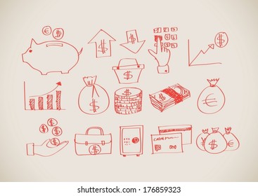 Finance and money idea icon set  Illustration 
