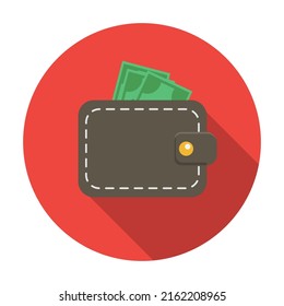 Finance and money, illustration of dollars cash in the wallet. Currency and payment, commerce and wallet icon. Isolated design. Vector.