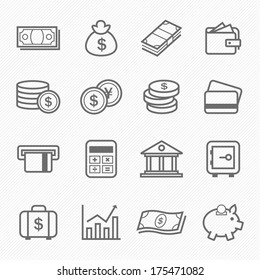 Finance And Money Outline Stroke Symbol Vector Icons 