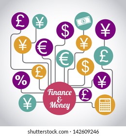 finance and money over gray background vector illustration