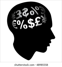 finance  money profile head Isolated over background and groups, vector illustration