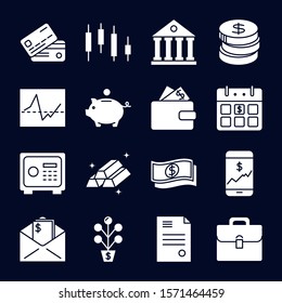 Finance Money Silhouette Icon Collection Flat Stock Vector (Royalty ...