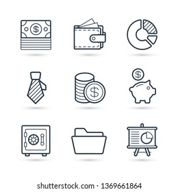 Finance and money trendy icon set. Vector illustration