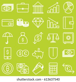 Finance and Money Vector Icons Set White Stroke