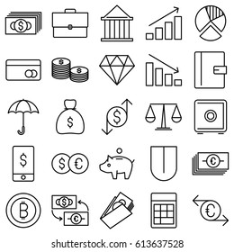 Finance and Money Vector Lines Icons Set