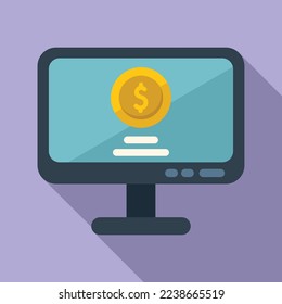 Finance monitor icon flat vector. Payment service. Digital money