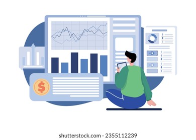 Finance Monitoring Illustration concept. A flat illustration isolated on white background